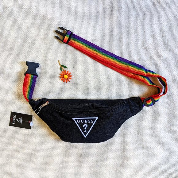 Guess? | Rainbow Strap Denim Logo Fanny Pack - Picture 5 of 7